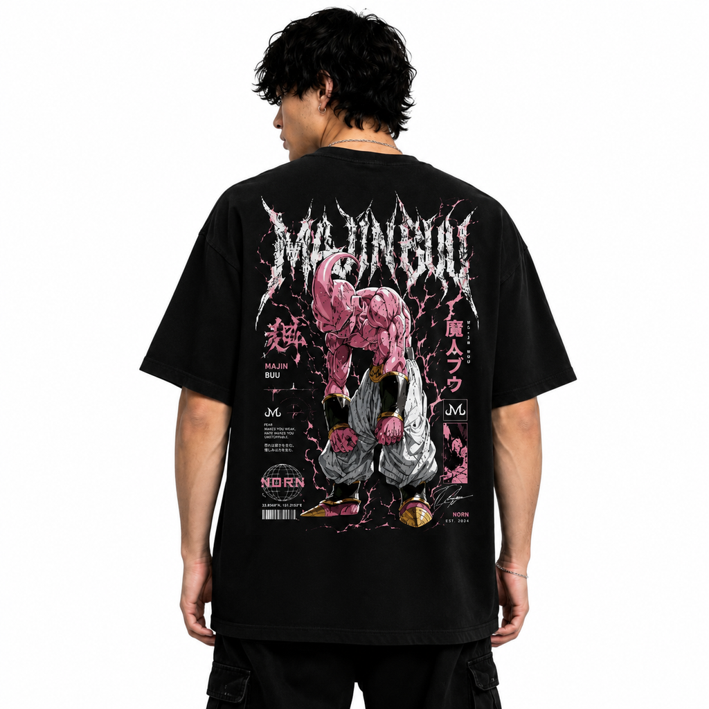 T-shirt Negra Algodón - Majin Buu