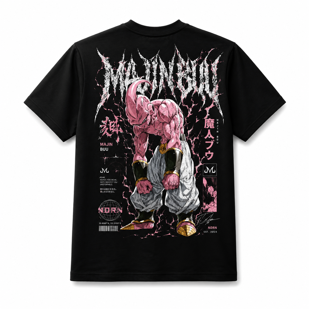 T-shirt Negra Algodón - Majin Buu