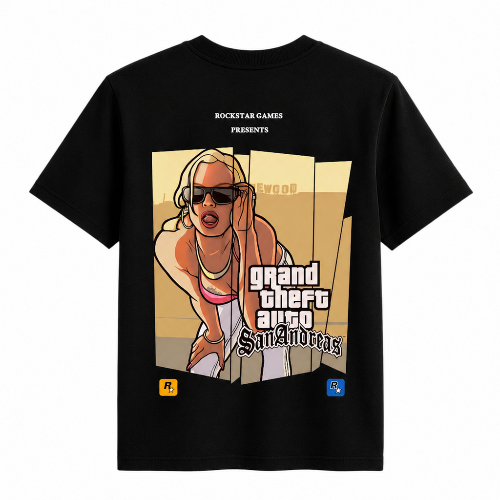 T-shirt Negra Algodón - GTA