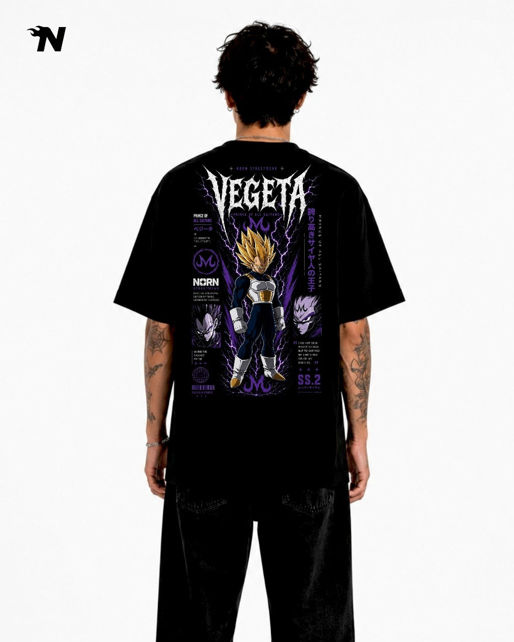 T-shirt Negra Premium Algodón - Veggeta