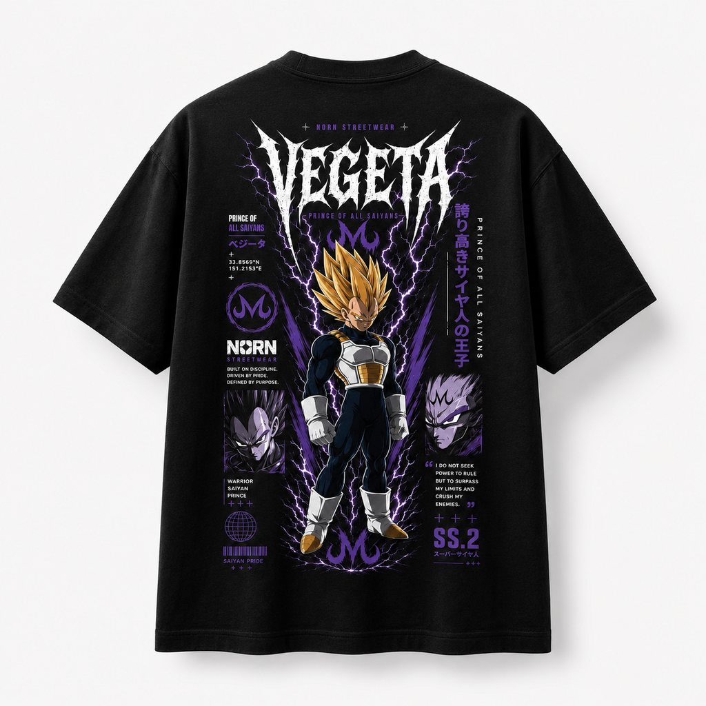 T-shirt Negra Premium Algodón - Veggeta