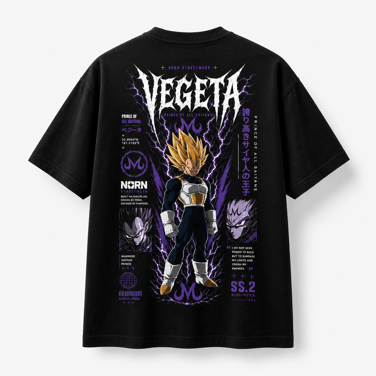T-shirt Negra Premium Algodón - Veggeta
